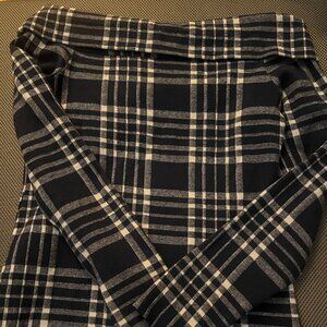 Banana Republic Navy Plaid Off the Shoulder top.